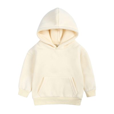 Kids Soft Brushed Fleece Classic Pullover Hoodie Casual Athletic Pockets Hooded Sweatshirt for Boys (Beige, 8-9 Years)