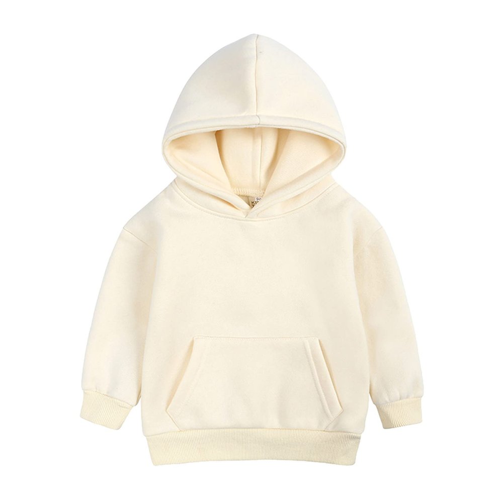 Kids Soft Brushed Fleece Classic Pullover Hoodie Casual Athletic Pockets Hooded Sweatshirt for Boys (Beige, 8-9 Years)