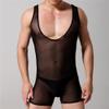 JEsilunmaMY Men's Mesh Sheer Boxer Bodysuit Sleeveless See Through Shapewear Slimming Breathable Comfortable Underwear (Black-1PC,Medium) view 2