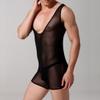 JEsilunmaMY Men's Mesh Sheer Boxer Bodysuit Sleeveless See Through Shapewear Slimming Breathable Comfortable Underwear (Black-1PC,Medium) view 3