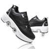 LrpoIv Roller Skate Shoes for Men and Women, Double-Row Deform Quad Roller Skates Invisible Pulley Shoes Skating Shoes Outdoor Sneakers for Youth Boys and Girls, Men and Women Black Silver, 9 view 1