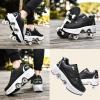 LrpoIv Roller Skate Shoes for Men and Women, Double-Row Deform Quad Roller Skates Invisible Pulley Shoes Skating Shoes Outdoor Sneakers for Youth Boys and Girls, Men and Women Black Silver, 9 view 4