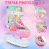 HALOSK Girls Ice Skates for Kids Boys, Adjustable Kids Skates for Outdoor Indoor Rink, Rainbow Soft and Comfortable Lining Ice Skating Shoes Ages 5-8 Youth (Rainbow Pink, Small - Litter Kids) view 3