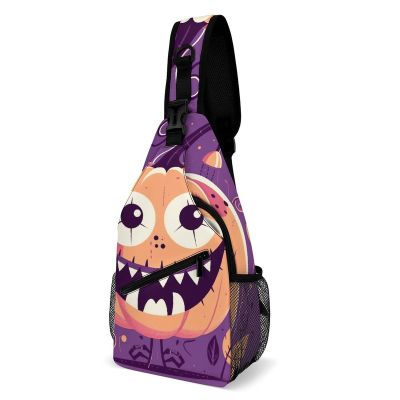 KLWQR Halloween Monster Sling Bag Crossbody Chest Bag Casual Shoulder Backpack Sport Travel Hiking Daypack for Women Men, 38x20cm, Style