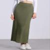 Allegra K Knit Long Pencil Skirts for Women's Bodycon Ribbed Sweater Maxi Skirt with Slit Medium Army Green view 3