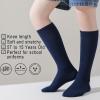 EPEIUS Kids Knee High Cotton School Uniform Socks - Tube Socks for Girls Boys 8-11 Years Old - White Long Navy Blue 3 Pack L view 3