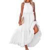 BIVENANT Sundresses for Women 2024 White Halter Neck Dresses for Women Long Ruffle Dress Plus Size Dresses for Curvy Women Chiffon Maxi Dress Pleated Maxi Dress Casual Maternity Dress,XL view 1