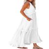 BIVENANT Sundresses for Women 2024 White Halter Neck Dresses for Women Long Ruffle Dress Plus Size Dresses for Curvy Women Chiffon Maxi Dress Pleated Maxi Dress Casual Maternity Dress,XL view 3
