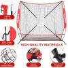 AOLIGEIJS 7'X7' Baseball Softball Practice Net,Pitching Net,Batting Net,with Large Ball Collection System,Baseball Pitching Kit - Batter Dummy,Bonus Strike Zone (Red Baseball Net ONLY) view 2