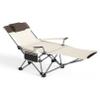 NineFit Basics Beach Chair Adjustable Portable Lounge Chair with High Backrest, Headrest, Cup Holder and Side Pocket, Heavy Duty Lay Flat Tanning Chair for Camping, Hiking and Picnics, Beige view 1