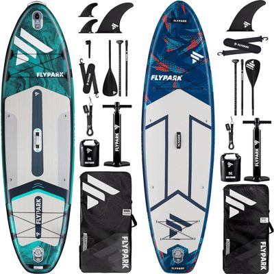 Flypark Standard&Family Bundles11'x34 & 11'x35 Inflatable Stand Up Paddle Boards, All Accessories+2, 116L Backpack, Shoulder Strap, 2-Action Pump