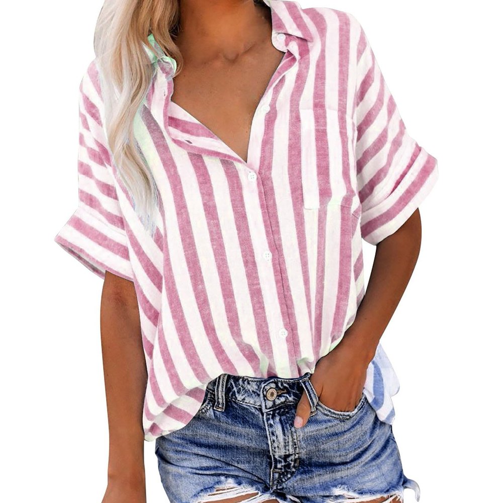 KICILVS Striped Shirt Women, Striped Button Down Shirt Women, Blue and White Striped Shirt Women, Red and White Striped Shirt Women, Striped Tshirt Women, Striped Shirt, Womens Striped Tshirt