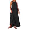 BIVENANT Halter Dresses for Women Black Sundresses for Women Sleeveless Dresses for Women 2024 Maternity Maxi Dress Swing Dress with Pockets Womens Long Dresses Summer,XL view 3