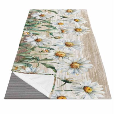 Rocking Giraffee Yoga Mat Towel Beautiful White Daisy Flowers Non Slip Hot Yoga Mat Towel with Corner Pockets Absorbent Microfiber Yoga Towels for Hot Yoga, Bikram, Pilates, 26x70 Inch