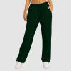 ZHUER Wide Leg Sweatpants for Women Elastic High Waisted Yoga Pants Comfy Casual Pants Trendy Baggy Sweatpants with Pockets B- Green view 3