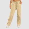 ZHUER Wide Leg Sweatpants for Women Elastic High Waisted Yoga Pants Comfy Casual Pants Trendy Baggy Sweatpants with Pockets B- Khaki view 3
