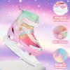 HALOSK Girls Ice Skates for Kids Boys, Adjustable Kids Skates for Outdoor Indoor Rink, Rainbow Soft and Comfortable Lining Ice Skating Shoes Ages 5-12 Youth (Rainbow Pink, Medium - Big Kids) view 4