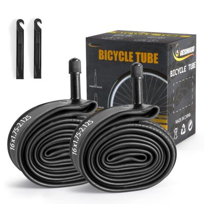 2 Pack 16 Inch Bike Tube AV32mm Schrader Valve, Bicycle Tube with 2 Tire Levers Fit 16 x 1.75/1.9/1.95/2.0/2.1/2.125, Butyl Rubber Inner Tube for Kids/Mountain/MTB Bike
