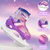 HALOSK Girls Ice Skates for Kids Boys, Adjustable Kids Skates for Outdoor Indoor Rink, Rainbow Soft and Comfortable Lining Ice Skating Shoes Ages 3-5 Youth (Rainbow Purple, X-Small - Toddler) view 4