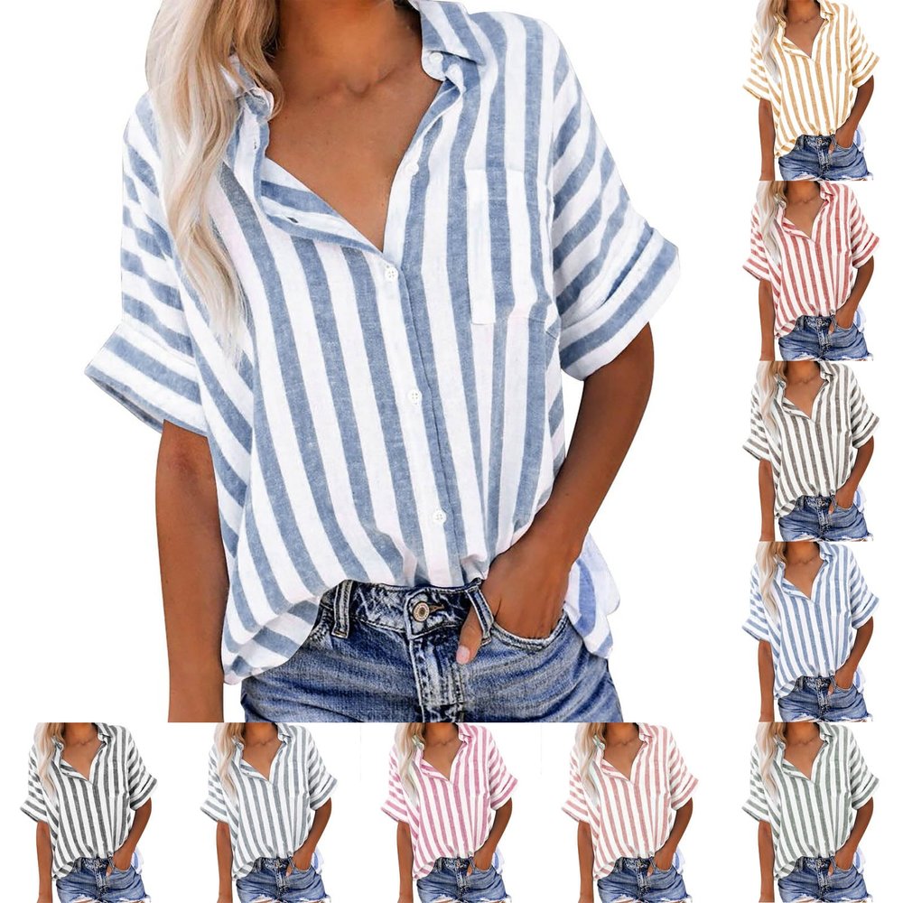 KICILVS Striped Shirt Women, Striped Button Down Shirt Women, Blue and White Striped Shirt Women, Red and White Striped Shirt Women, Striped Tshirt Women, Striped Shirt, Womens Striped Tshirt