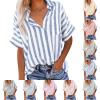 KICILVS Striped Shirt Women, Striped Button Down Shirt Women, Blue and White Striped Shirt Women, Red and White Striped Shirt Women, Striped Tshirt Women, Striped Shirt, Womens Striped Tshirt view 1