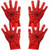 Geyoga 2 Pairs Spider Web Gloves Mardi Gras Spider Red and Black Gloves for Halloween Masquerade Homecoming Cosplay Gifts(Child) view 1