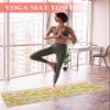 Rocking Giraffee Yoga Mat Towel Yellow Chrysanthemum Flower Linen Pattern Non Slip Hot Yoga Mat Towel with Corner Pockets Absorbent Microfiber Yoga Towels for Hot Yoga, Bikram, Pilates, 26x70 Inch view 2