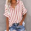 KICILVS Striped Shirt Women, Striped Button Down Shirt Women, Blue and White Striped Shirt Women, Red and White Striped Shirt Women, Striped Tshirt Women, Striped Shirt, Womens Striped Tshirt view 2