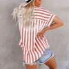 KICILVS Striped Shirt Women, Striped Button Down Shirt Women, Blue and White Striped Shirt Women, Red and White Striped Shirt Women, Striped Tshirt Women, Striped Shirt, Womens Striped Tshirt view 3