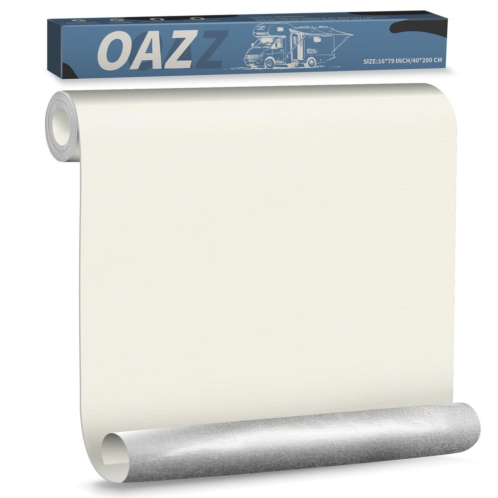 OAZ 16 x 79 inch Canvas Repair Patches Canvas Fabric Patch Self-Adhesive Fabric Repair Tape Waterproof Outdoor Gear Patch Kit for Boat Cover Awning Sofa Chair Couch Tent Bag (Ivory White)
