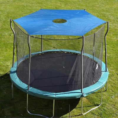 Busaiu Trampoline Shade Cover, 6/8/10/12/14/16FT Sun-Protection Trampolines Canopy, Portable Anti-UV Trampolines Sunshade Accessories(16FT-12 Poles)