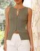 Adoeren Women Ribbed Knit Vest Crewneck Button Down Fitted Tank Stretchy Sleeveless Knitted Shirt Summer Streetwear(Green,L) view 2