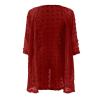 NineFit Basics Cardigan for Womens 3/4 Sleeve Swiss Dots Kimono Lightweight Summer Chiffon Open Front Dusters Beach Cover Up, Small, Red view 2