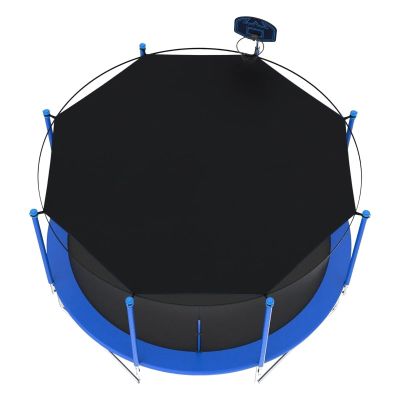 Busaiu Trampoline Shade Cover, 6/8/10/12/14/16FT Trampoline Tent, Sun-Protection Trampolines Canopy, Easy to Install, Anti-UV Trampolines Sunshade Accessories(12FT-8), Black
