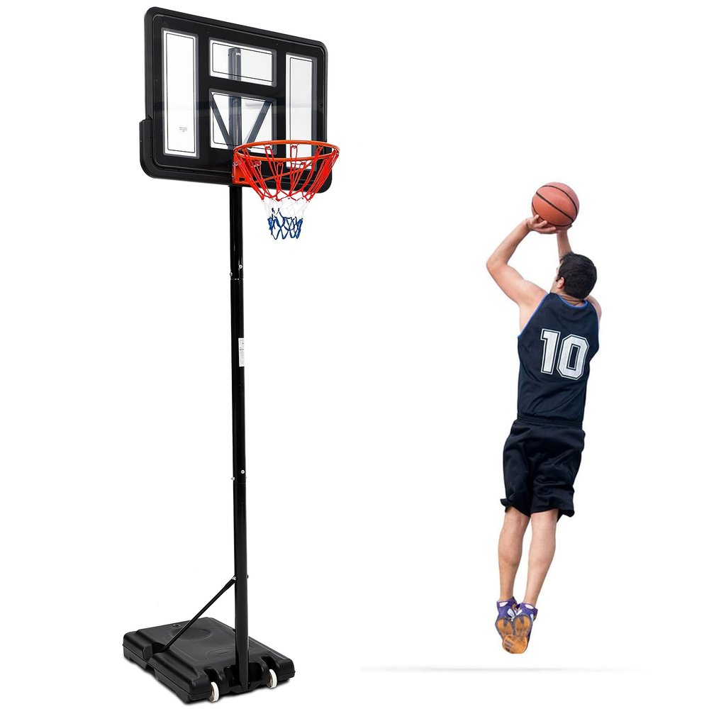 GarveeLife Portable Basketball Hoop 5.2-10 ft Adjustable Basketball Goal System, 44 in Outdoor Hoop & Goals for Kids, Youth, and Adults in Backyard, Driveway, Garage