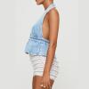 Women's Y2K Denim Tank Tops Tie-up Sleeveless Halter Jeans Tops Sexy Backless Denim Vest Going Out Tops Streetwear (Light Blue, S) view 3