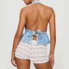 Women's Y2K Denim Tank Tops Tie-up Sleeveless Halter Jeans Tops Sexy Backless Denim Vest Going Out Tops Streetwear (Light Blue, S) view 4