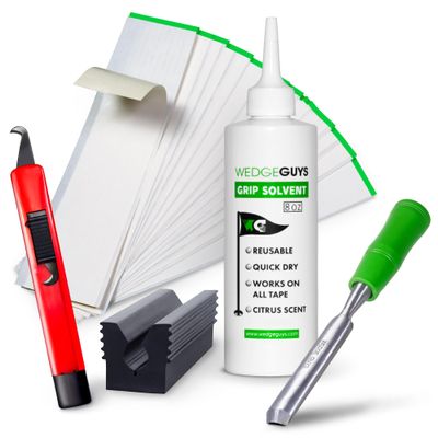 Wedge Guys Golf Grip Kits for Regripping Golf Clubs - Professional Quality - Options Include Hook Blade, 15 or 30 Tape Strips, 5 or 8 oz Solvent, Grip Tape Remover, Bench Vise & Rubber Clamp