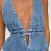 Women's Y2K Denim Tank Tops Tie-up Sleeveless Halter Jeans Tops Sexy Backless Denim Vest Going Out Tops Streetwear (Blue, XL) view 3