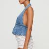Women's Y2K Denim Tank Tops Tie-up Sleeveless Halter Jeans Tops Sexy Backless Denim Vest Going Out Tops Streetwear (Blue, XL) view 4