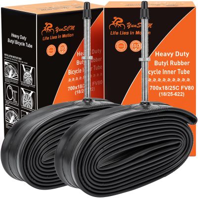 700C Heavy Duty Bike Tubes 700x18C/23C/25C FV80 Presta Valve (18/25-622) 700C Bicycle Inner Tubes Compatible with 700 x 18C 700x23C 700x25C Bike Tire Tubes 2-PCS