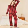 Ekouaer Womens Pajamas Set 2 Piece Button Down Pjs Soft Long Sleeve Top and Pants Sleepwear Set Lounge Sets Red Plaid M view 4