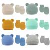HEYXI Baby Anti-Scratching Cotton Gloves Infant Hat Set Newborn Face Protective Scratch Mittens Breathable Warm Baby Bonnet view 3
