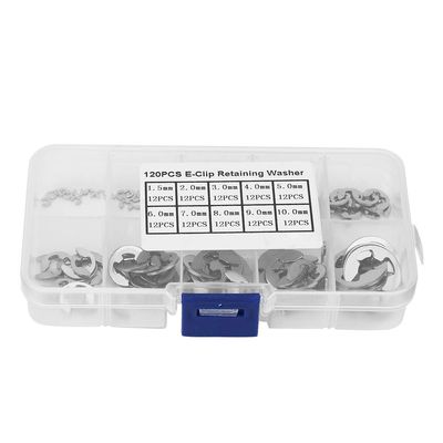304 Stainless Steel E Clip Assortment Kit 1.5-10mm, and Easy to Install, Silver for Shaft of Machine