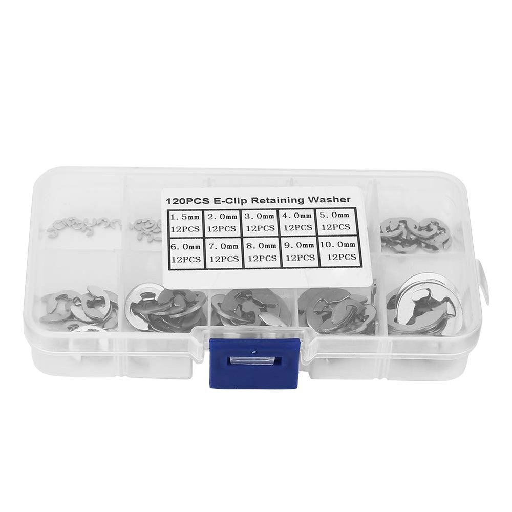 304 Stainless Steel E Clip Assortment Kit 1.5-10mm, and Easy to Install, Silver for Shaft of Machine