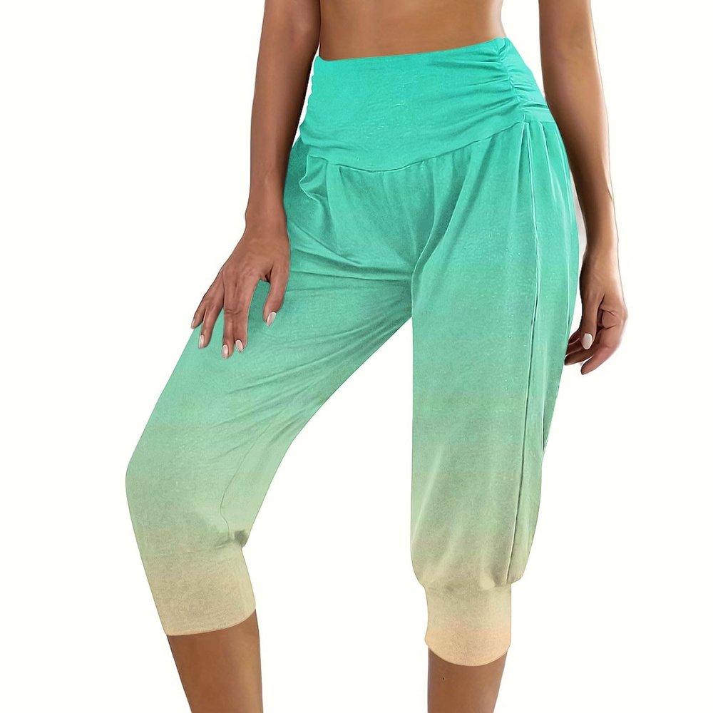 XUNRYAN Women's Capri Pants Cropped Joggers with Pockets Workout Sweatpants Athletic Boho Palazzo Trousers Bermuda Shorts