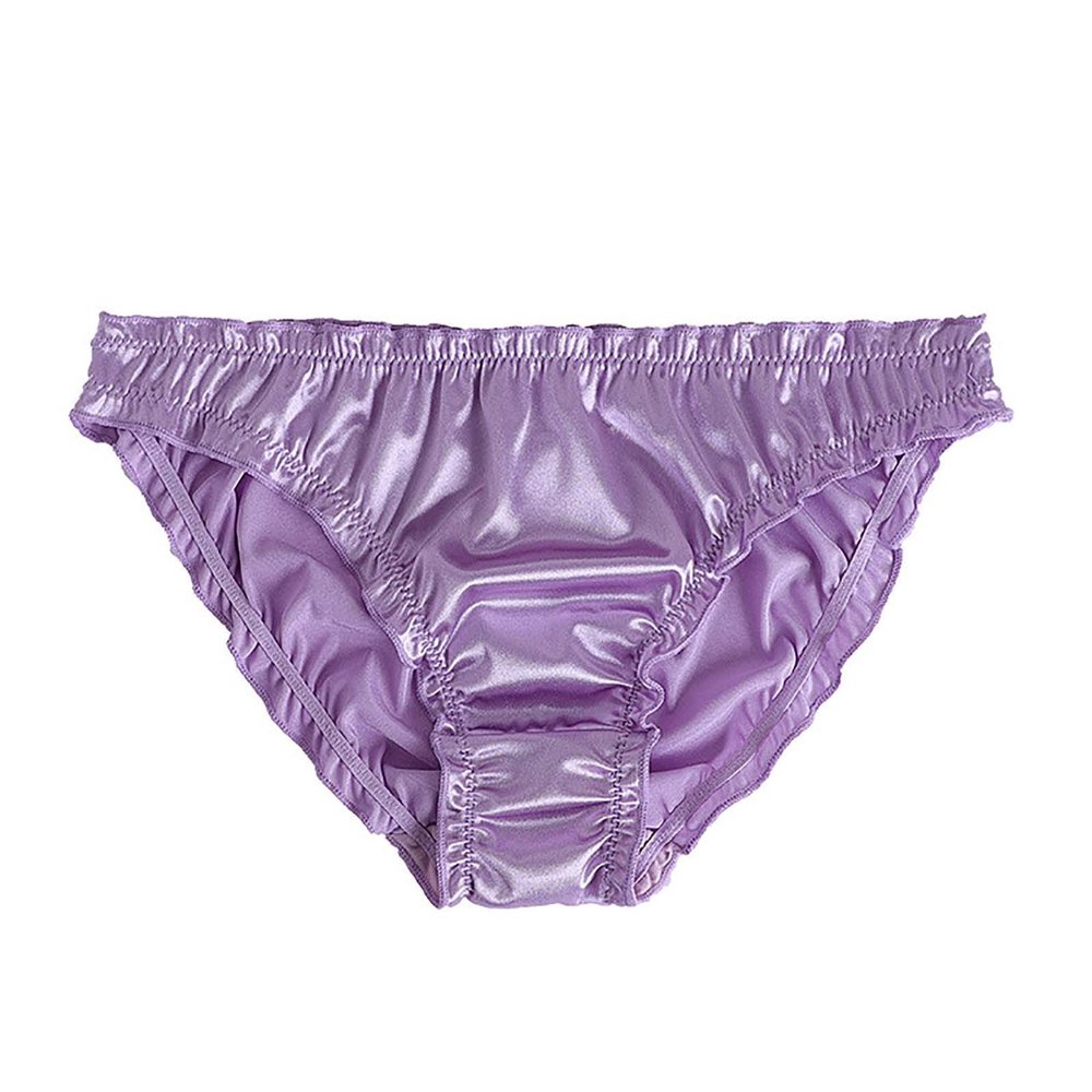 NineFit Basics Womens Sexy Satin Bikini Panties Hipster Low Wasit No Show Cheeky Panties Seamless Silky Comfortable Briefs Underwear Purple, X-Large