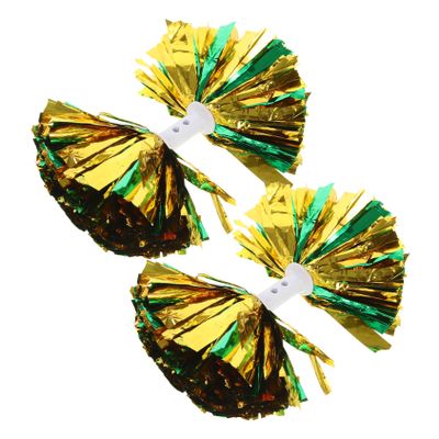 Anneome 2pcs Reusable Cheerleading Pom Poms Handle Lightweight and Handheld Glitter Cheerleading for Sports Games School Events and Dance Metallic Green