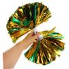 Anneome 2pcs Reusable Cheerleading Pom Poms Handle Lightweight and Handheld Glitter Cheerleading for Sports Games School Events and Dance Metallic Green view 2