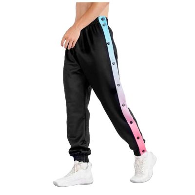 NineFit Basics Men's Sweatpants Tear-Away Basketball Pants Athletic Workout Casual Loose Running Jogger with Pockets Black, Large